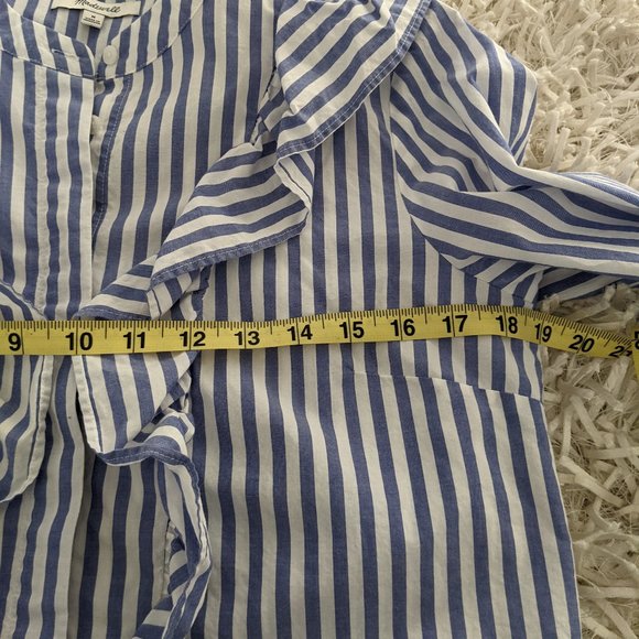 Madewell Striped Ruffle-Front Blouse Size M - Picture 7 of 8